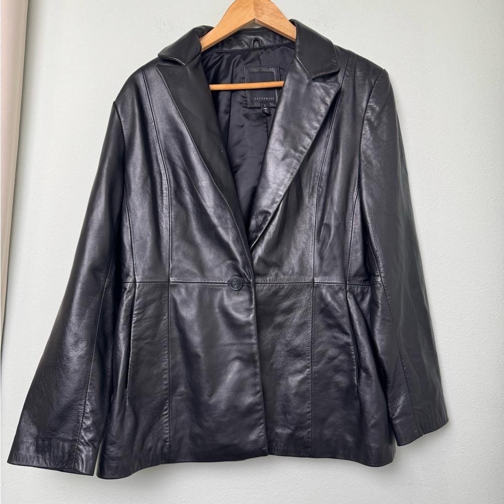 Vintage JLC NEW YORK Vintage 90's 100% Genuine Leather‎ Blazer Jacket Size Large